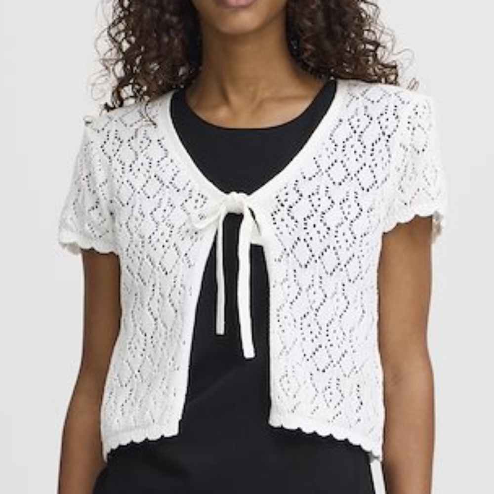 ICHI Ihdotties Crochet Cardigan White XL
